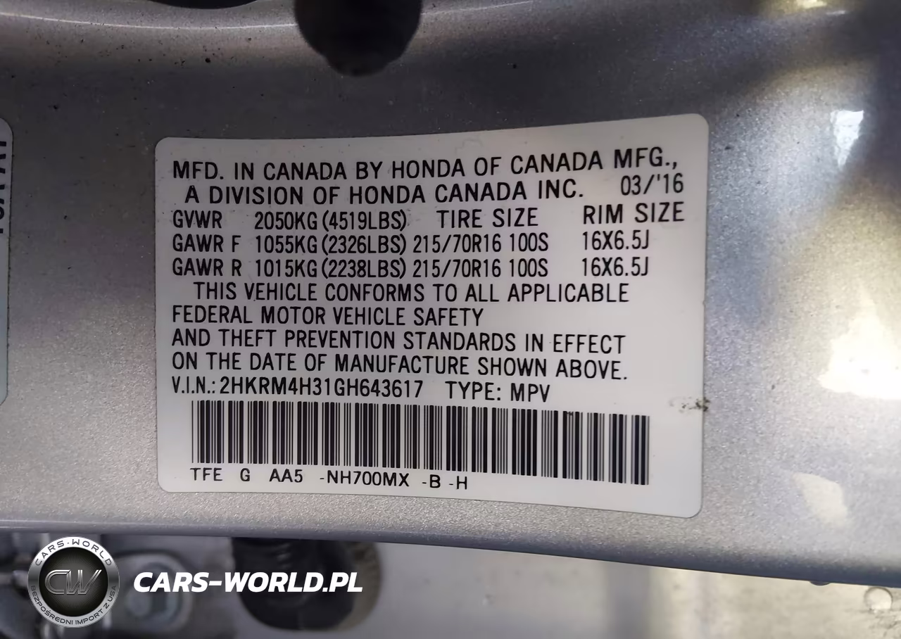 2016 Honda Cr-V Lx VIN:2HKRM4H31GH643617 - 9