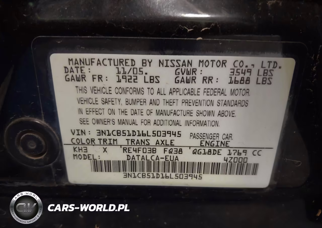 2006 Nissan Sentra 1.8 VIN:3N1CB51D16L503945 - 9
