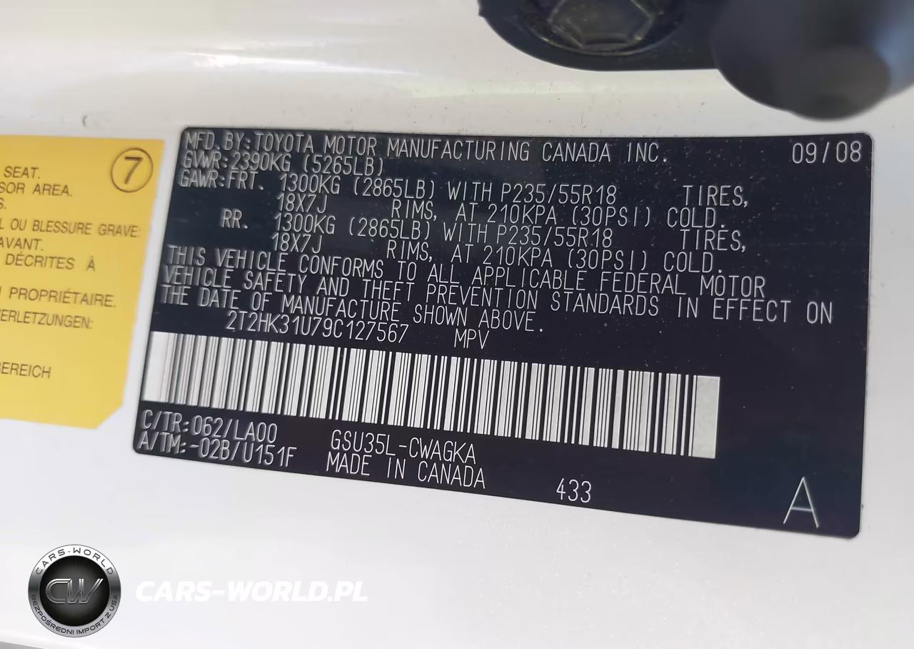 2009 Lexus Rx 350 VIN:2T2HK31U79C127567 - 9