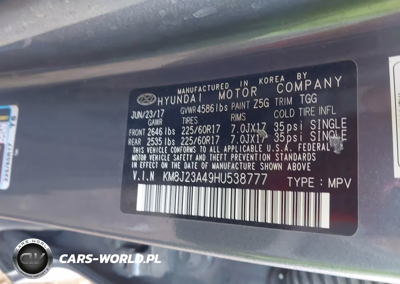 2017 Hyundai Tucson Se VIN:KM8J23A49HU538777 - 9