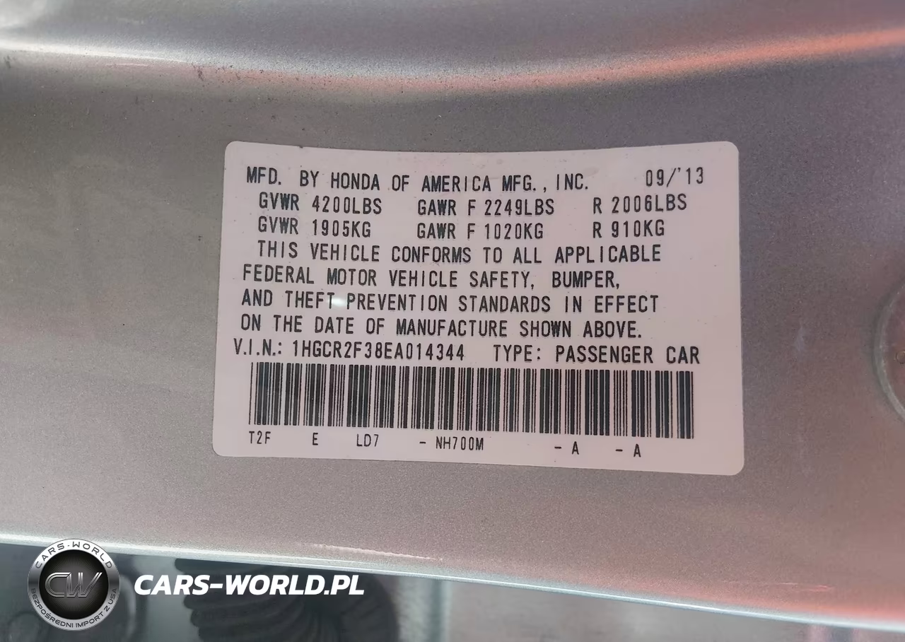 2014 Honda Accord Lx VIN:1HGCR2F38EA014344 - 9