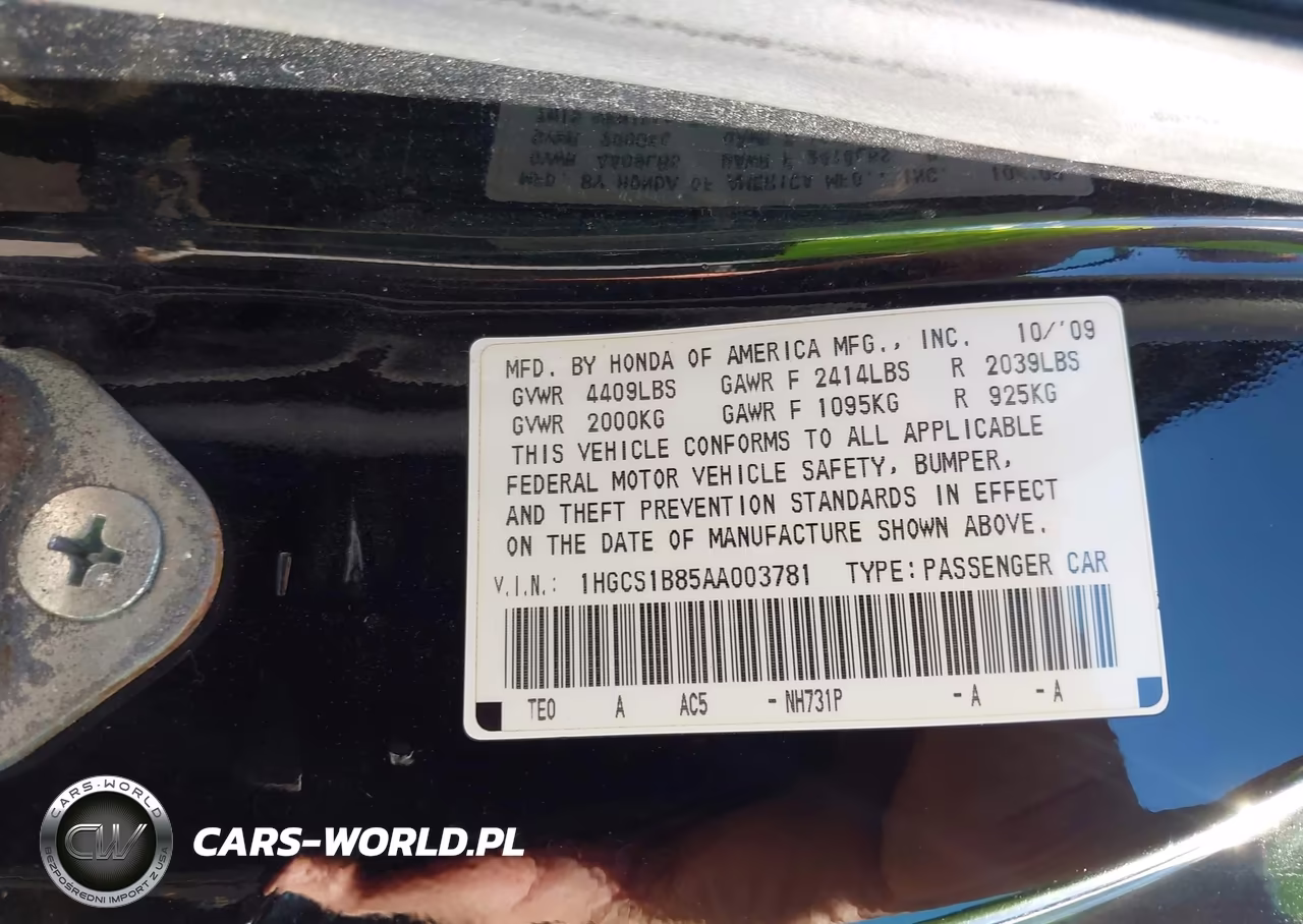 2010 Honda Accord Cpe 2.4 Ex-L-Ex-L VIN:1HGCS1B85AA003781 - 9