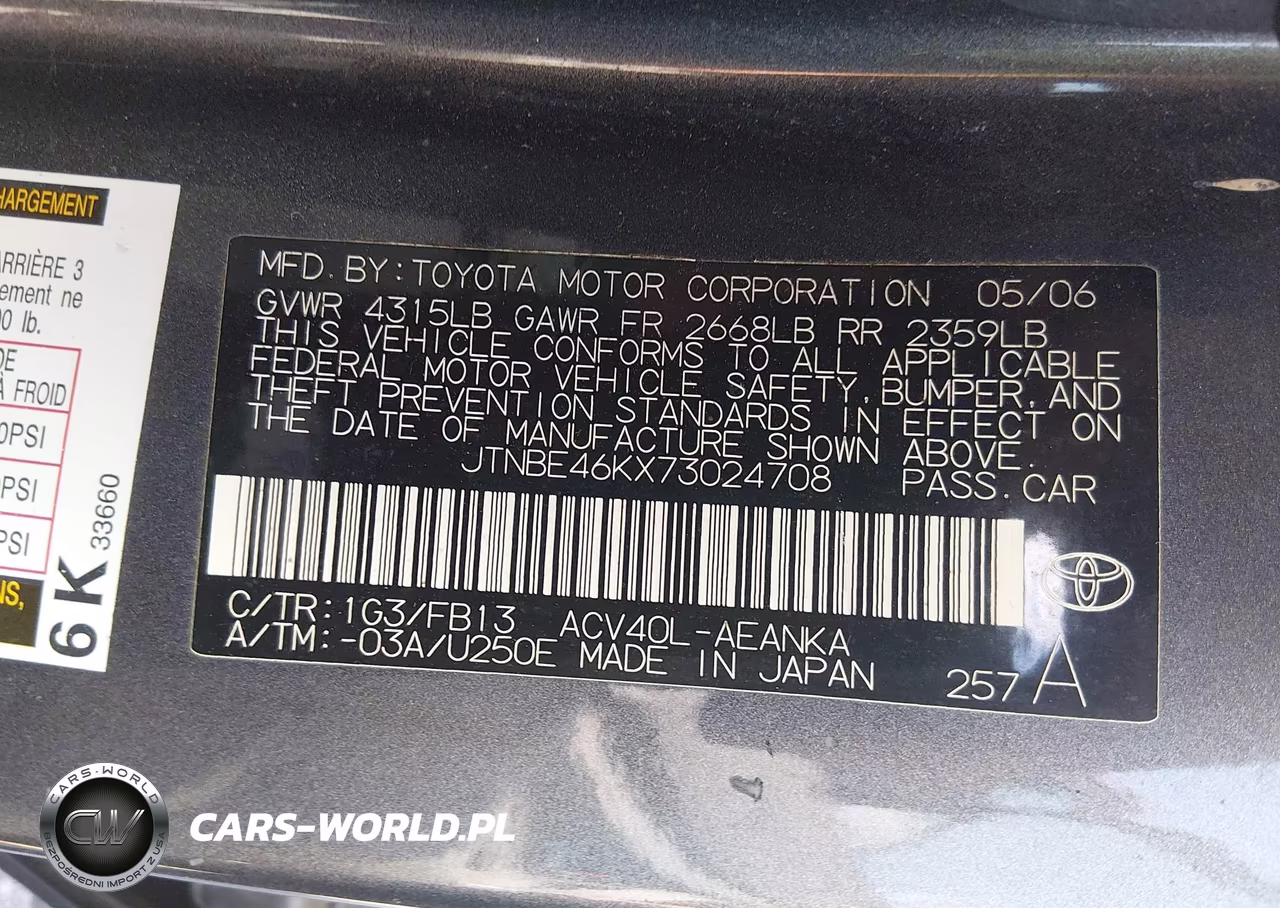 2007 Toyota Camry Le VIN:JTNBE46KX73024708 - 9