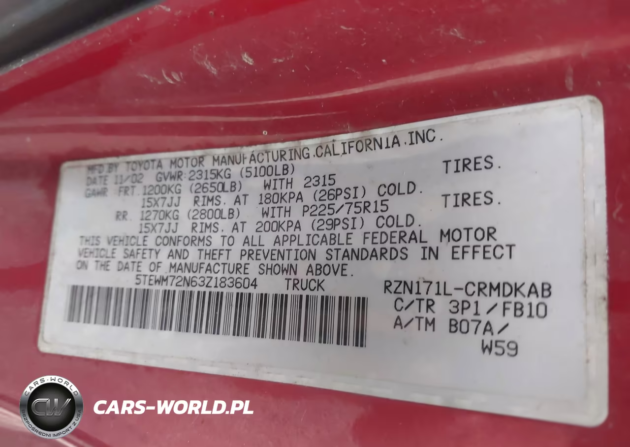 2003 Toyota Tacoma VIN:5TEWM72N63Z183604 - 9