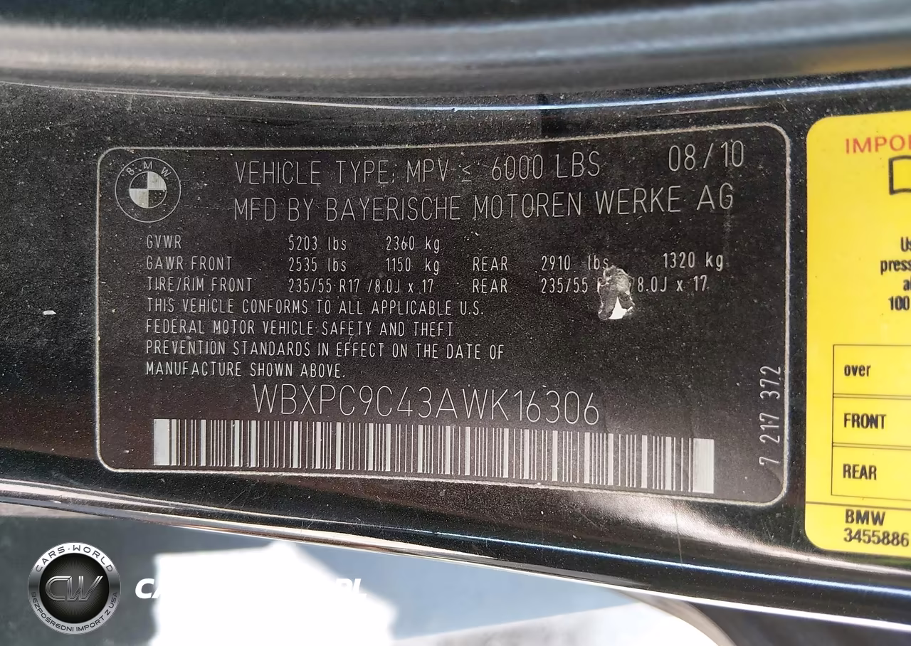 2010 BMW X3 xDrive30I VIN:WBXPC9C43AWK16306 - 9