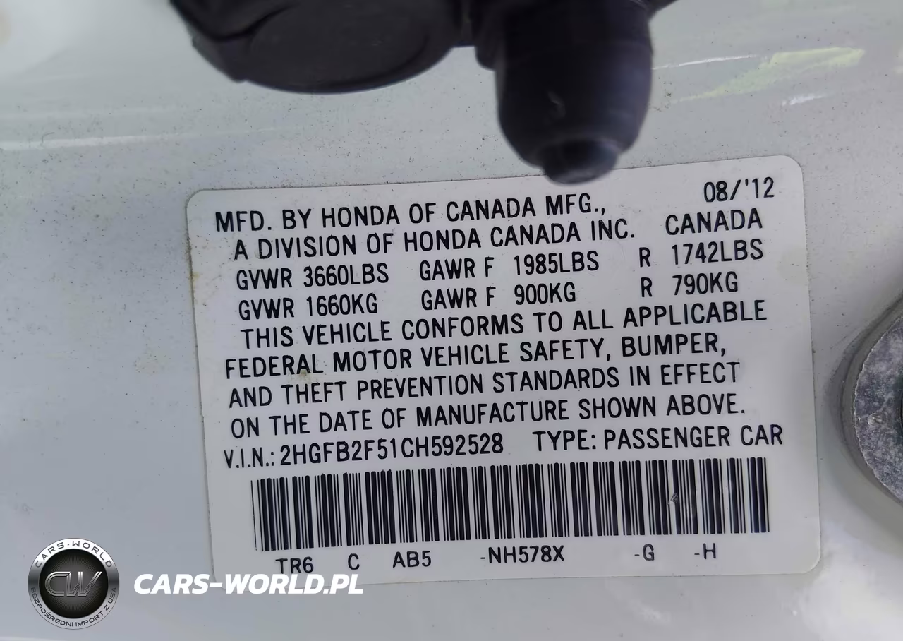 2012 Honda Civic Lx VIN:2HGFB2F51CH592528 - 9