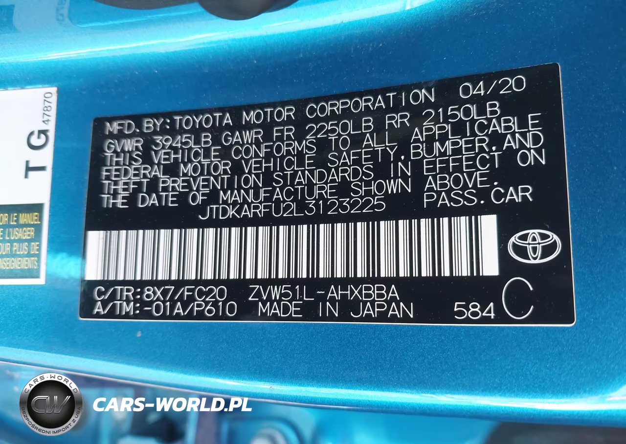 2020 Toyota Prius L Eco VIN:JTDKARFU2L3123225 - 9
