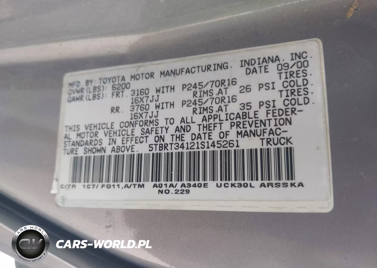 2001 Toyota Tundra Sr5 V8 VIN:5TBRT34121S145261 - 9