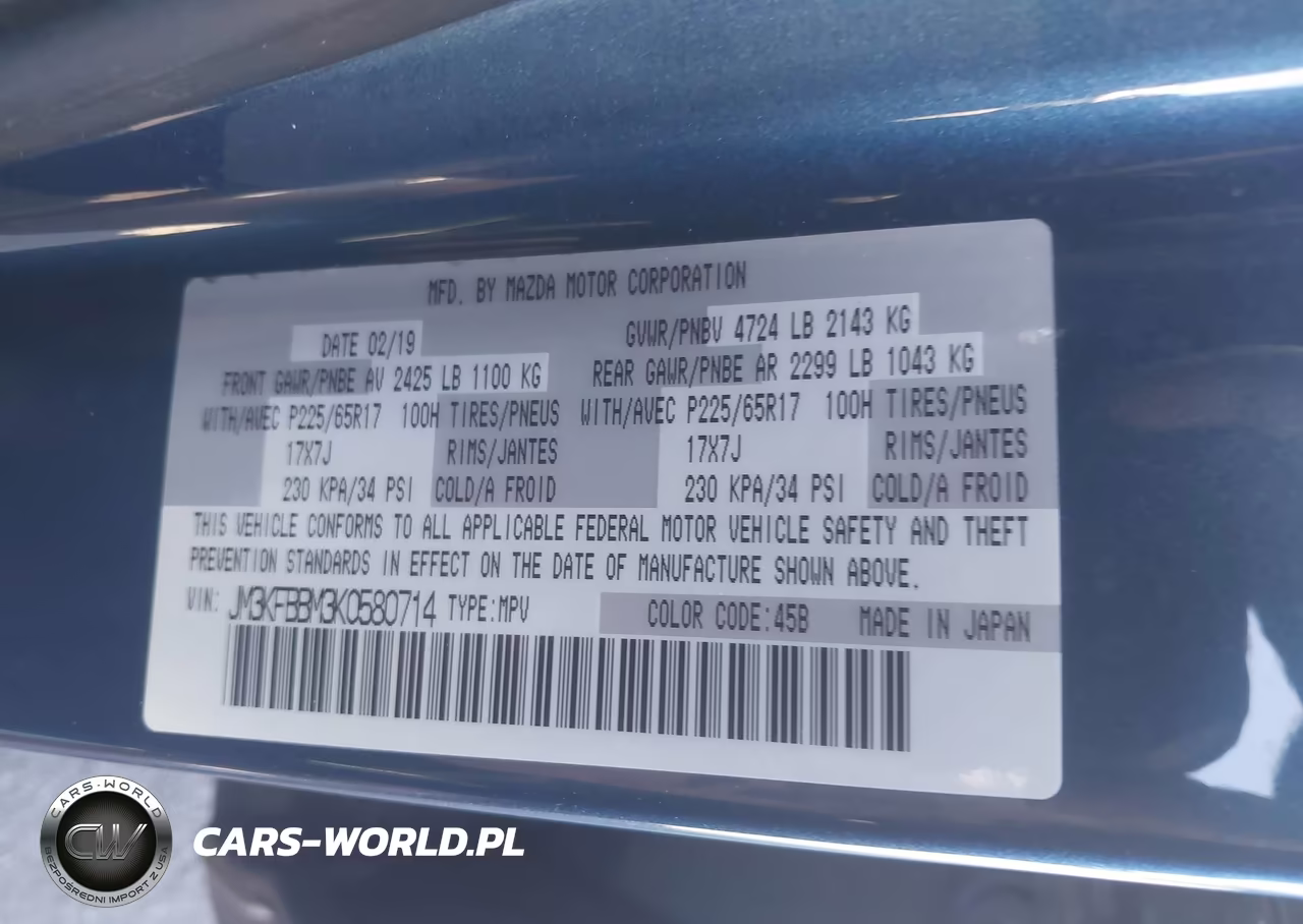 2019 Mazda Cx-5 Sport VIN:JM3KFBBM3K0580714 - 9