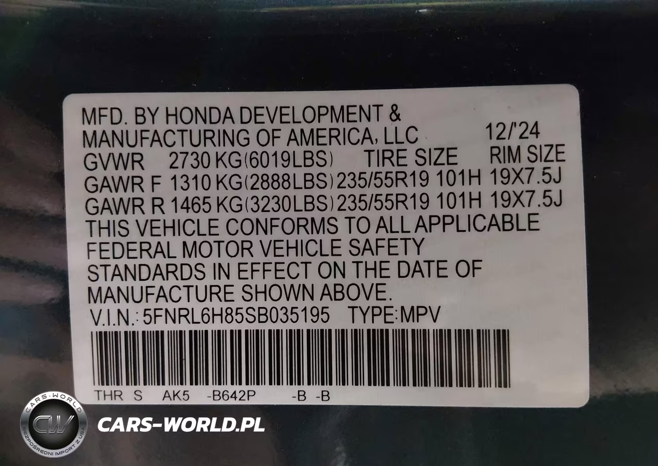 2025 Honda Odyssey Touring VIN:5FNRL6H85SB035195 - 9