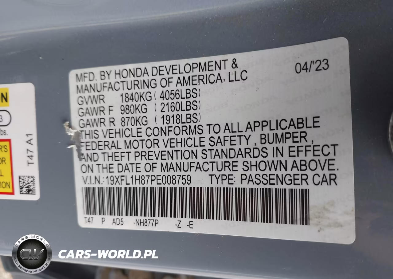 2023 Honda Civic Sport Touring VIN:19XFL1H87PE008759 - 9