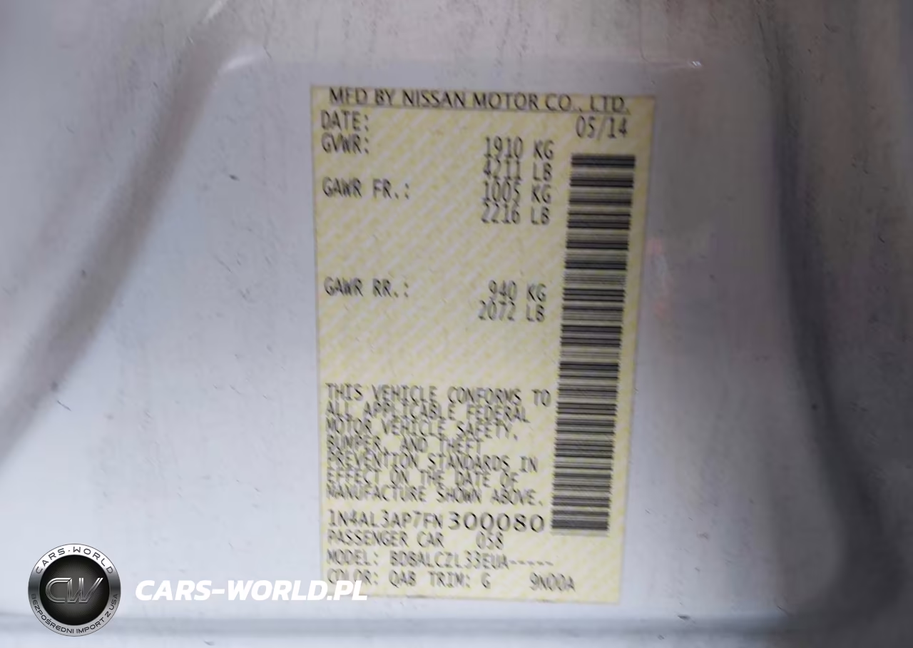 2015 Nissan Altima 2.5-2.5 S-2.5 Sl-2.5 Sv VIN:1N4AL3AP7FN300080 - 9
