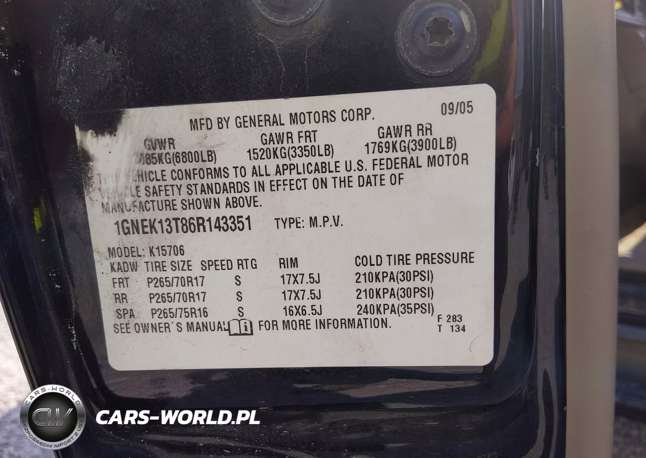 2006 Chevrolet Tahoe Z71 VIN:1GNEK13T86R143351 - 9
