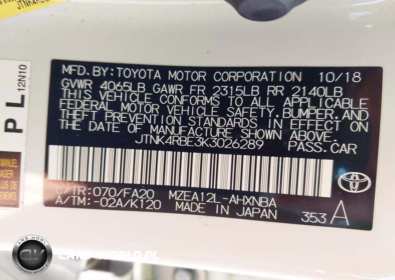 2019 Toyota Corolla Se VIN:JTNK4RBE3K3026289 - 9