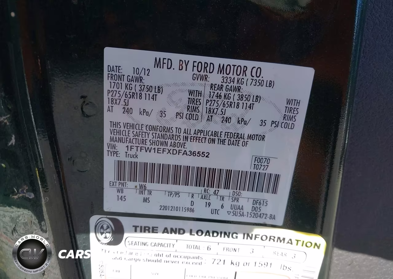 2013 Ford F-150 Xlt VIN:1FTFW1EFXDFA36552 - 9