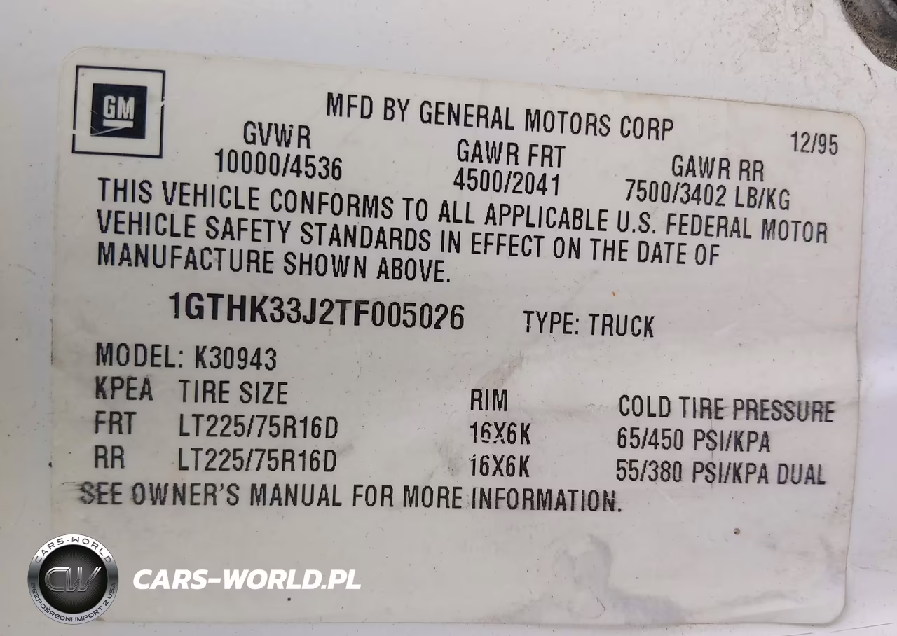 1996 GMC Sierra K3500 VIN:1GTHK33J2TF005026 - 9