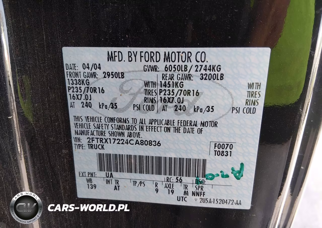 2004 Ford F-150 Heritage Xl-Xlt VIN:2FTRX17224CA80836 - 9