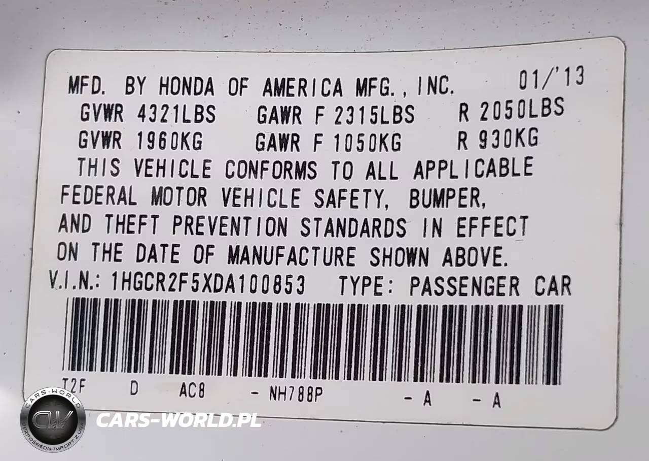 2013 Honda Accord Sport VIN:1HGCR2F5XDA100853 - 9