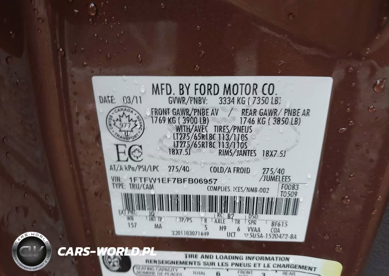 2011 Ford F-150 Xlt VIN:1FTFW1EF7BFB06957 - 9