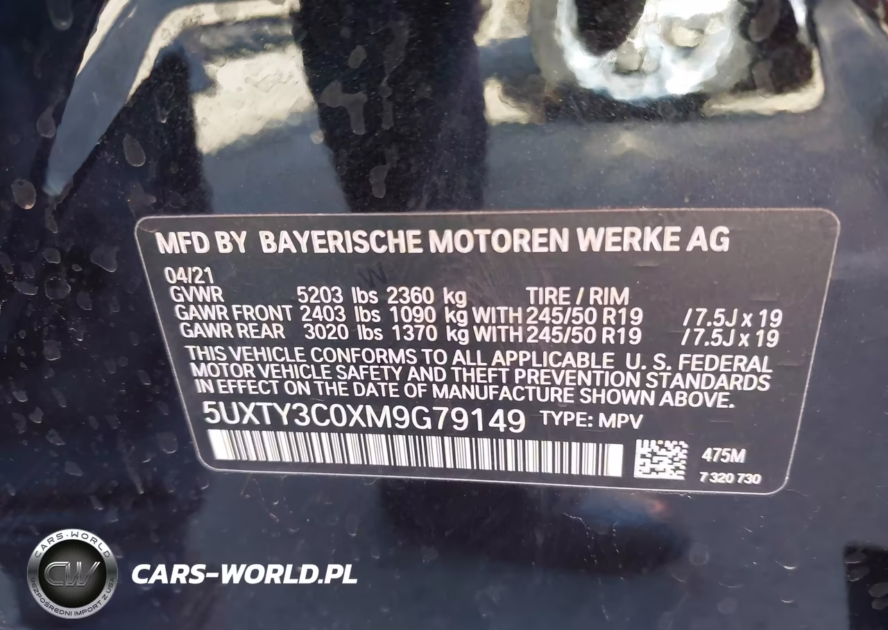2021 BMW X3 Sdrive30I VIN:5UXTY3C0XM9G79149 - 9