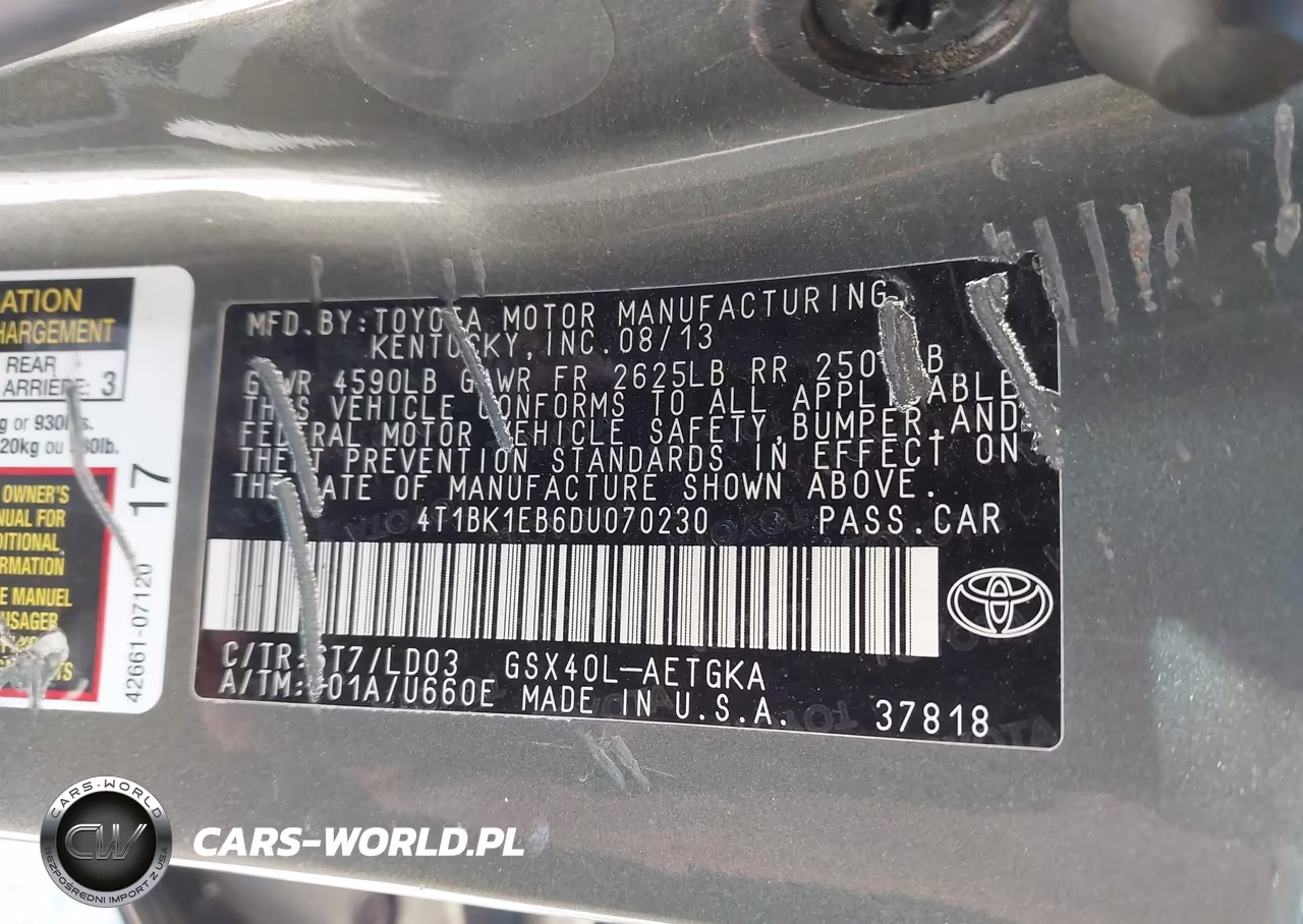 2013 Toyota Avalon Xle VIN:4T1BK1EB6DU070230 - 9