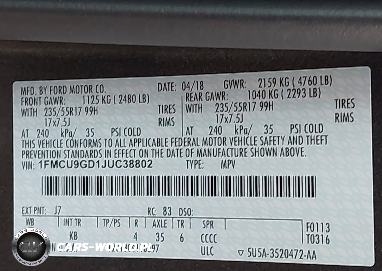 2018 Ford Escape Se VIN:1FMCU9GD1JUC38802 - 9