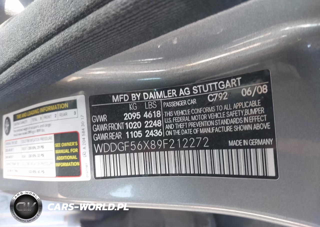 2009 Mercedes-Benz C 350 Sport VIN:WDDGF56X89F212272 - 9