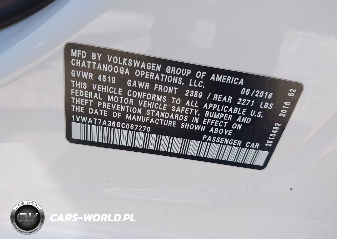 2016 Volkswagen Passat 1.8T R-Line VIN:1VWAT7A36GC067270 - 9