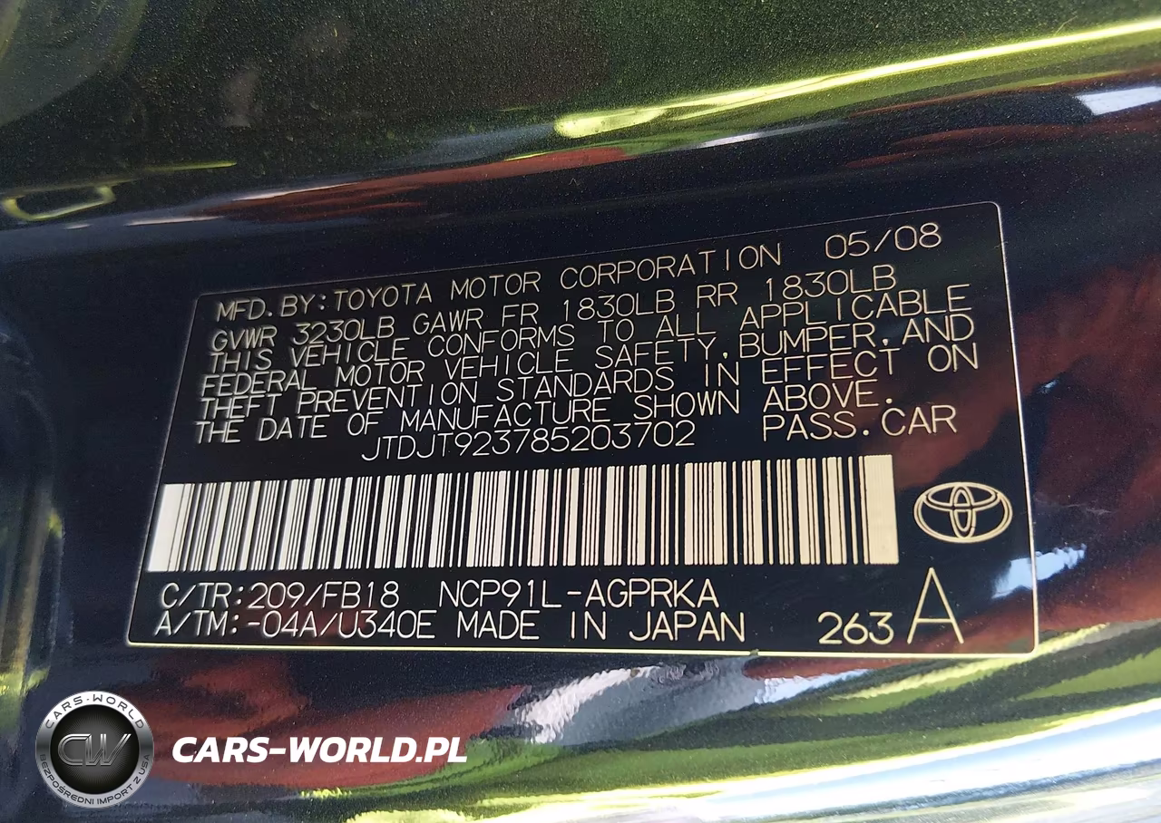 2008 Toyota Yaris VIN:JTDJT923785203702 - 9