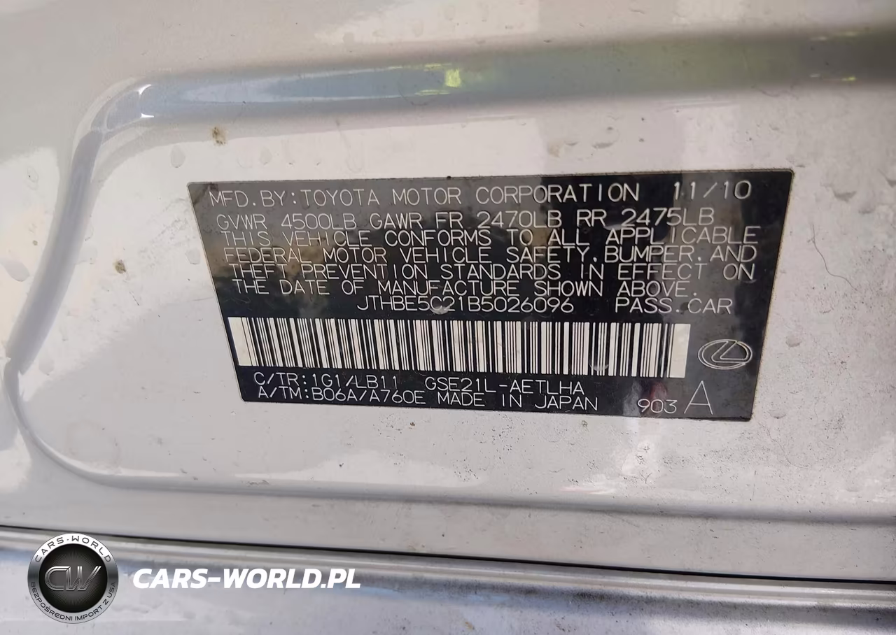 2011 Lexus Is 350 VIN:JTHBE5C21B5026096 - 9