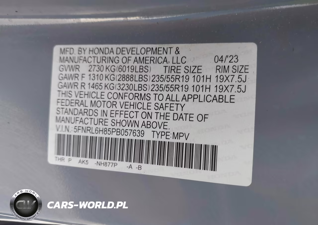 2023 Honda Odyssey Touring VIN:5FNRL6H85PB057639 - 9