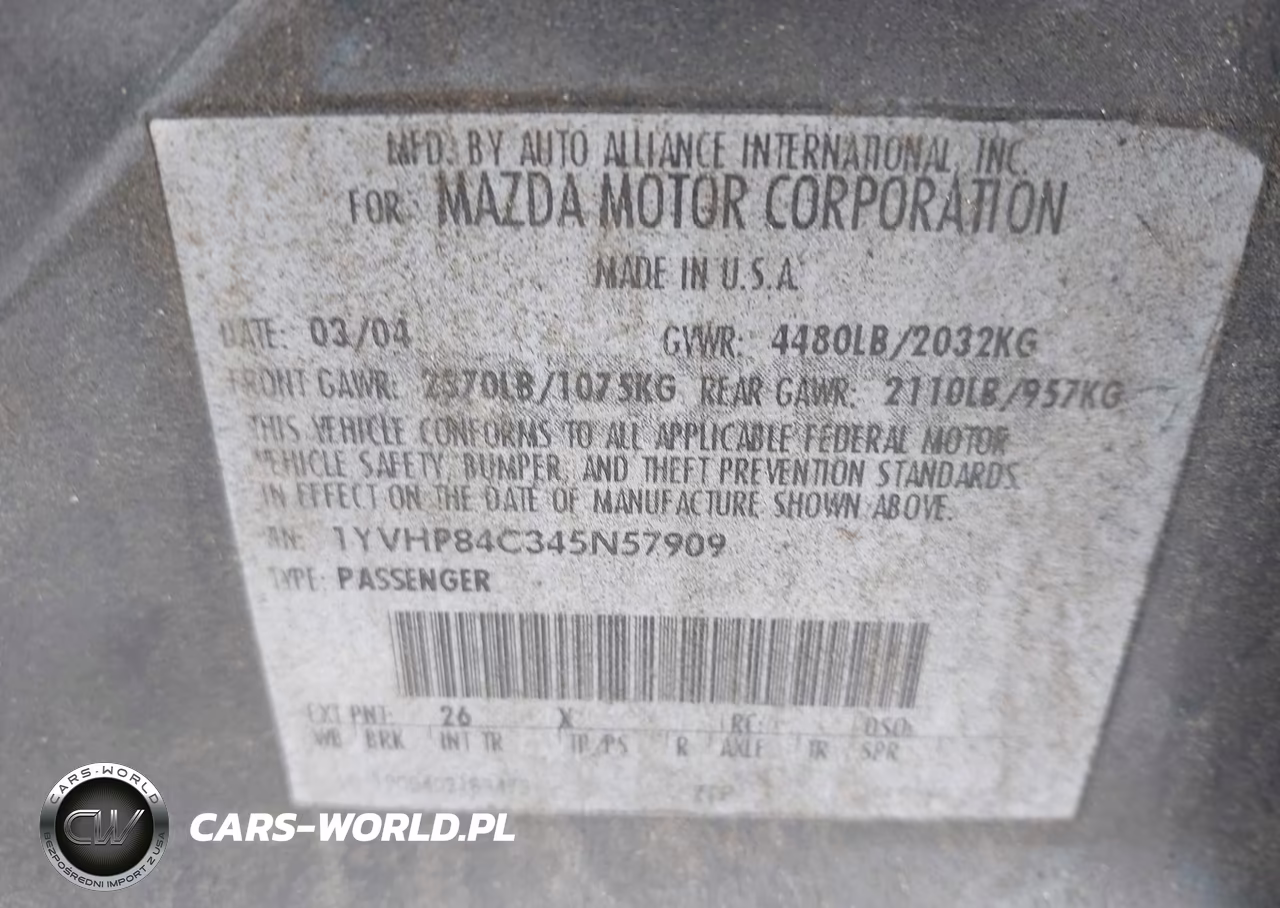 2004 Mazda Mazda6 I VIN:1YVHP84C345N57909 - 9