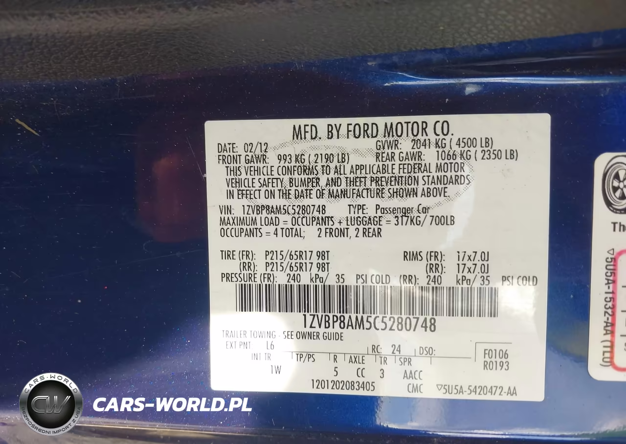 2012 Ford Mustang V6 VIN:1ZVBP8AM5C5280748 - 9