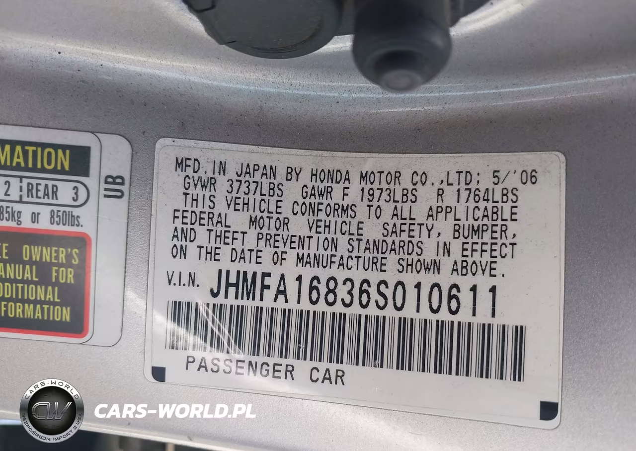 2006 Honda Civic Ex VIN:JHMFA16836S010611 - 9