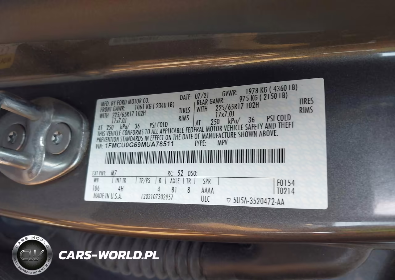 2021 Ford Escape Se VIN:1FMCU0G69MUA78511 - 9