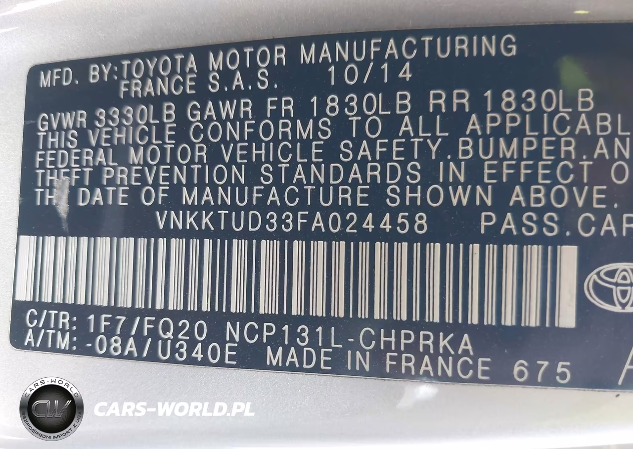 2015 Toyota Yaris L VIN:VNKKTUD33FA024458 - 9