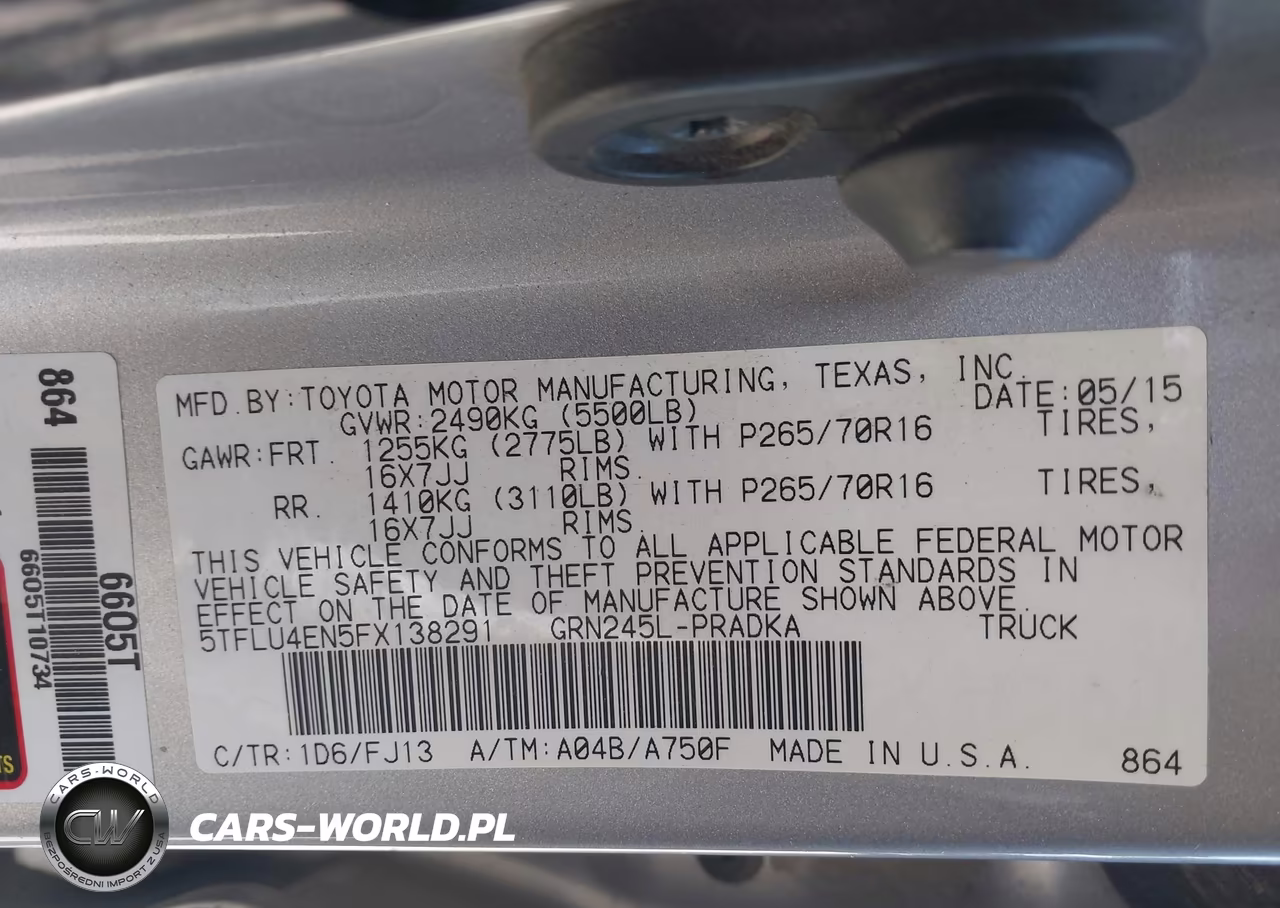 2015 Toyota Tacoma Base V6 VIN:5TFLU4EN5FX138291 - 9