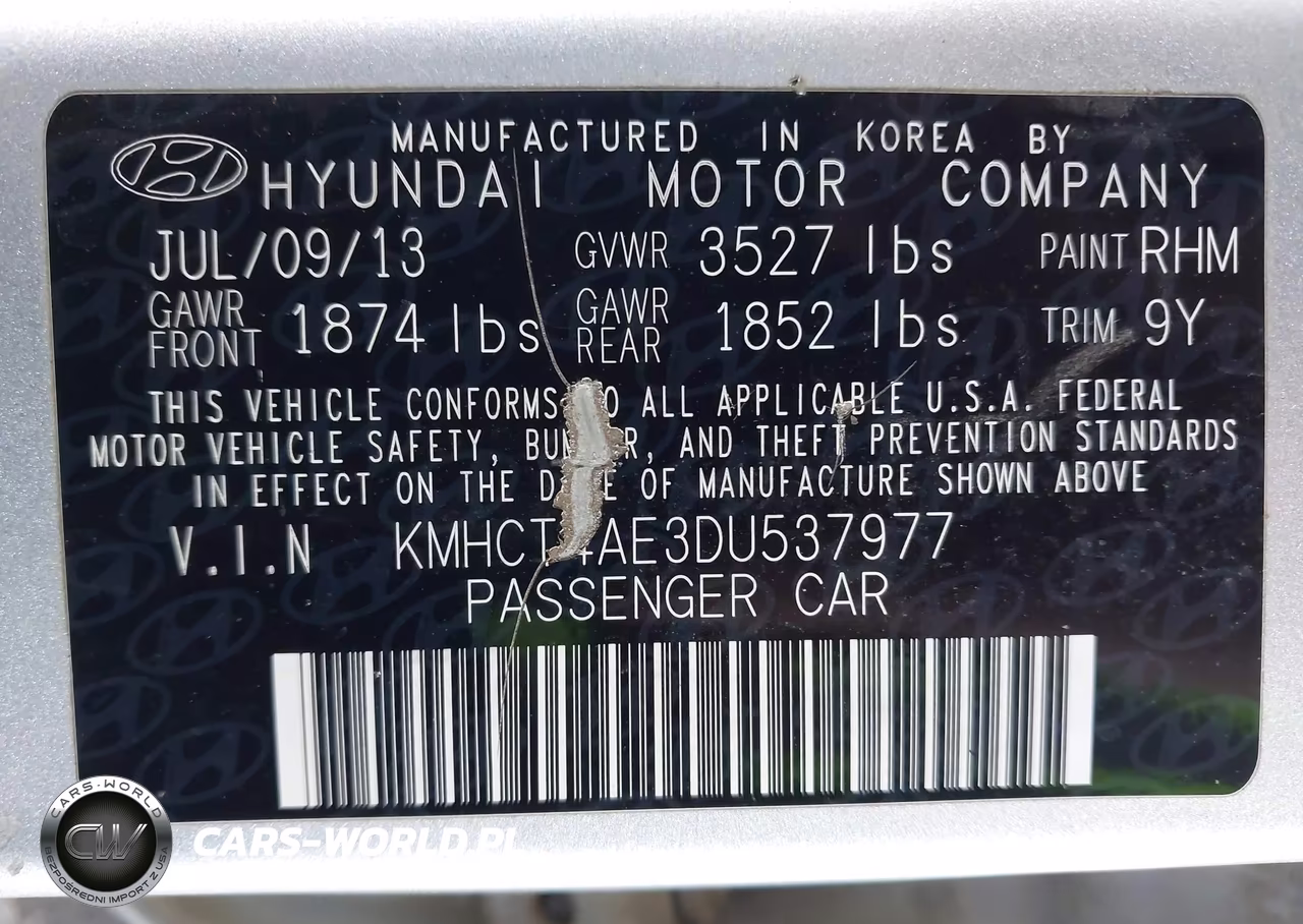 2013 Hyundai Accent Gls VIN:KMHCT4AE3DU537977 - 9