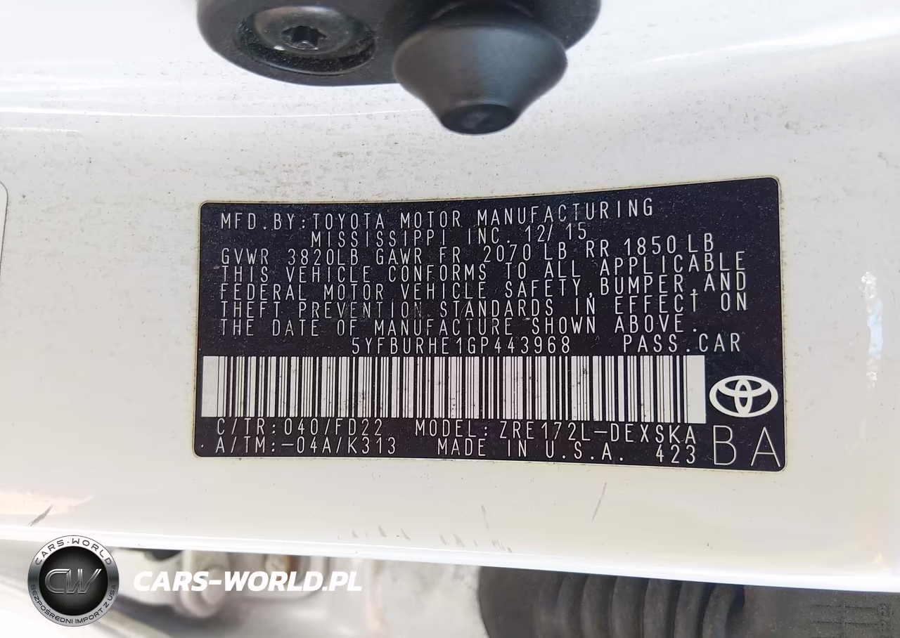 2016 Toyota Corolla S VIN:5YFBURHE1GP443968 - 9