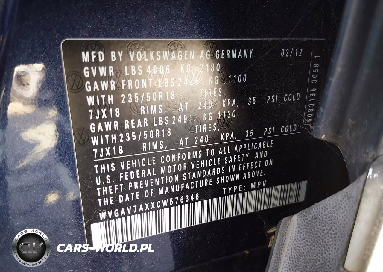 2012 Volkswagen Tiguan Se VIN:WVGAV7AXXCW576346 - 9