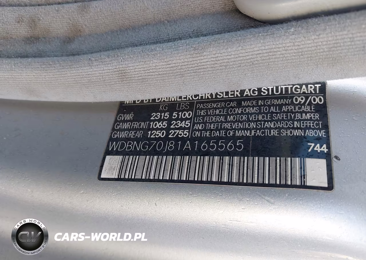 2001 Mercedes-Benz S 430 VIN:WDBNG70J81A165565 - 9