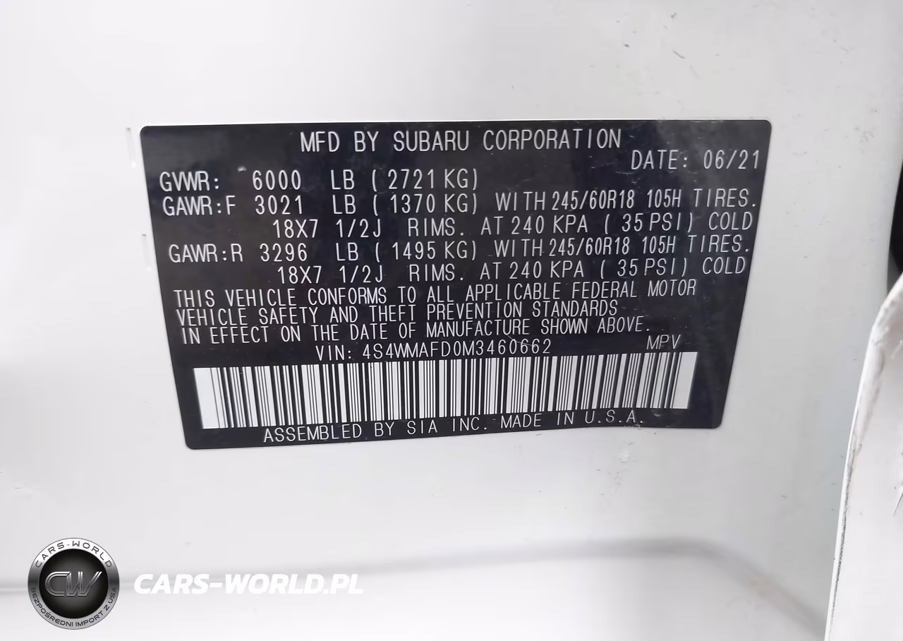 2021 Subaru Ascent Premium VIN:4S4WMAFD0M3460662 - 9