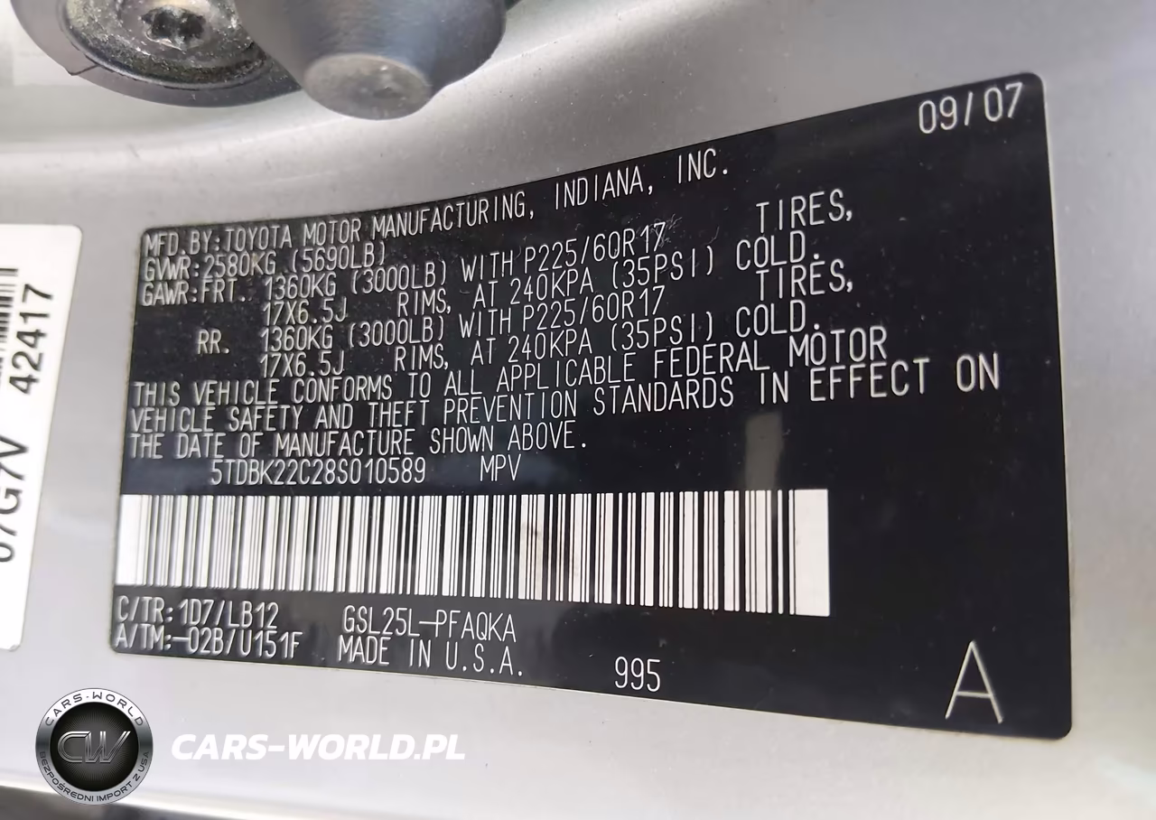 2008 Toyota Sienna Xle VIN:5TDBK22C28S010589 - 9