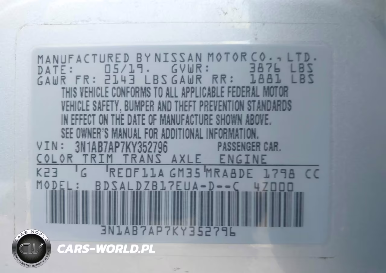 2019 Nissan Sentra Sv VIN:3N1AB7AP7KY352796 - 9