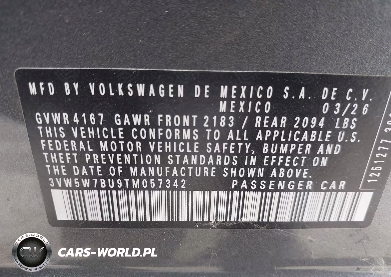 2026 Volkswagen Jetta S VIN:3VW5W7BU9TM057342 - 9