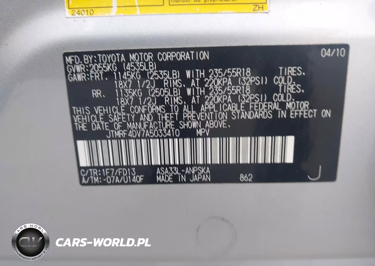 2010 Toyota Rav4 Sport VIN:JTMRF4DV7A5033410 - 9