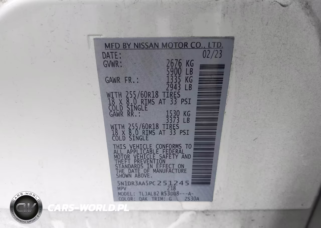 2023 Nissan Pathfinder S Fwd VIN:5N1DR3AA5PC251245 - 9