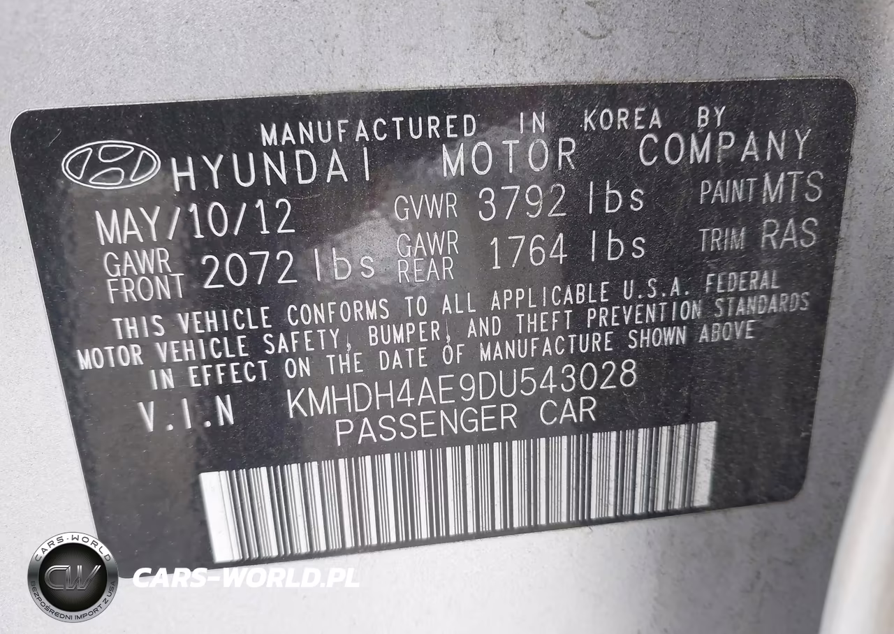 2013 Hyundai Elantra Gls VIN:KMHDH4AE9DU543028 - 9
