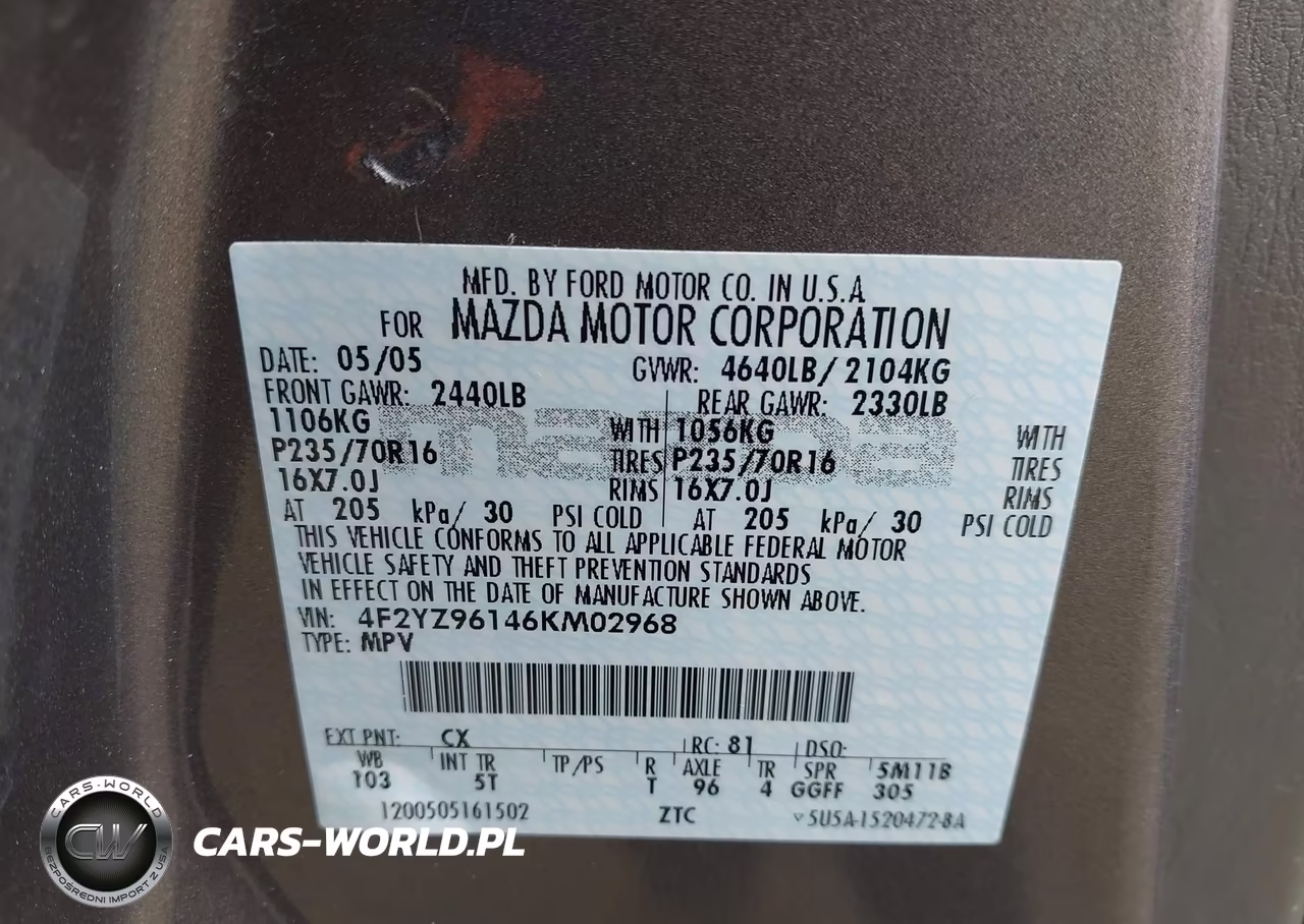 2006 Mazda Tribute S VIN:4F2YZ96146KM02968 - 9