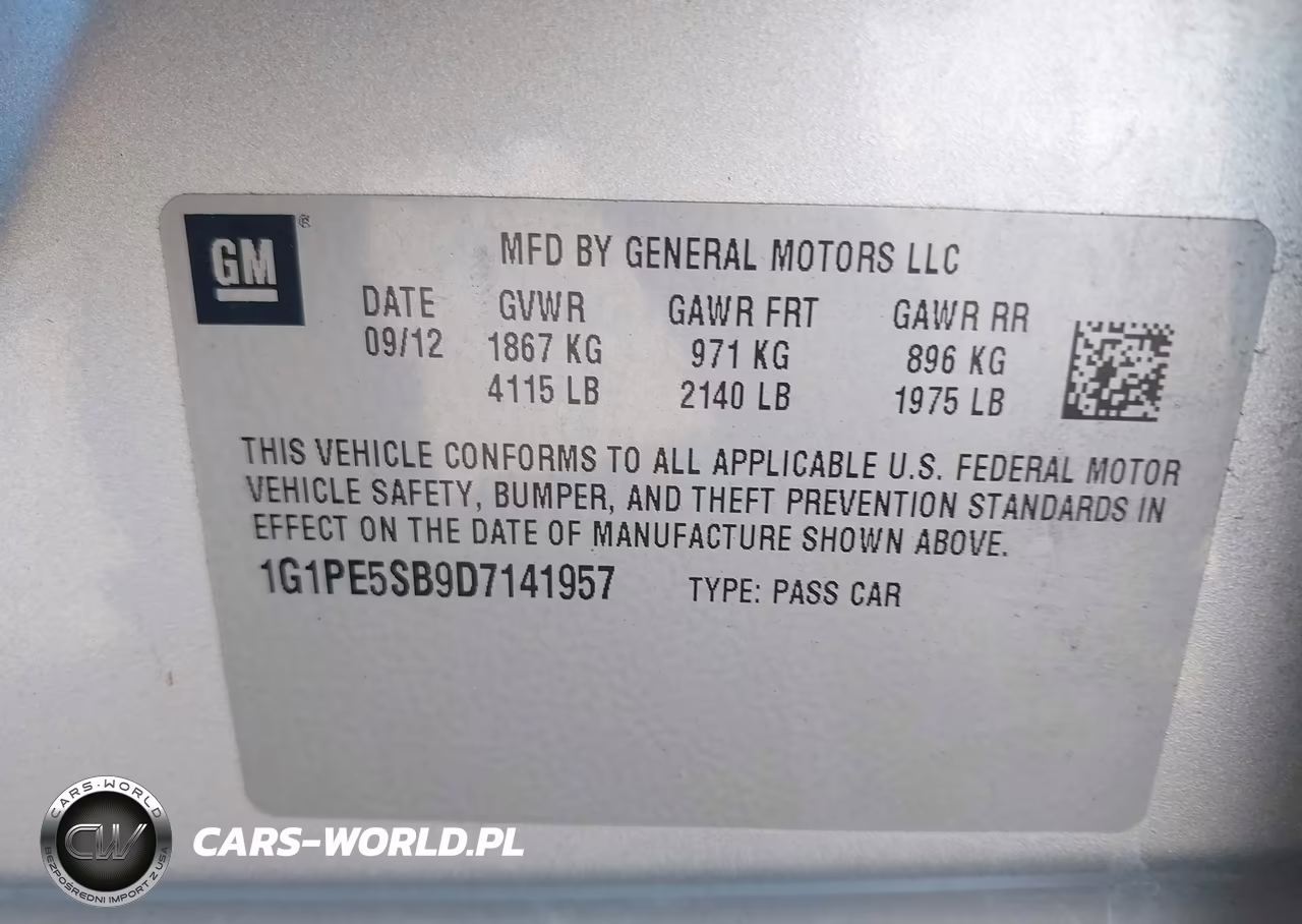 2013 Chevrolet Cruze 2Lt Auto VIN:1G1PE5SB9D7141957 - 9